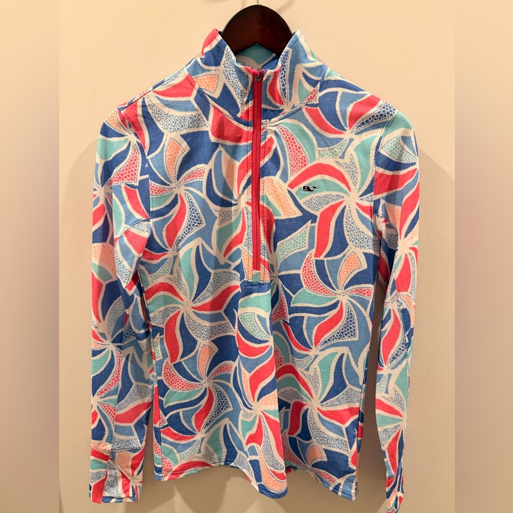 Vineyard Vines Performance‎ Quarter Zip XS Multicolor Print Pullover Top